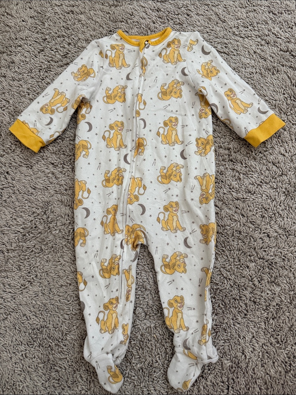 Disney Yellow & White Lion King Footed One-Piece